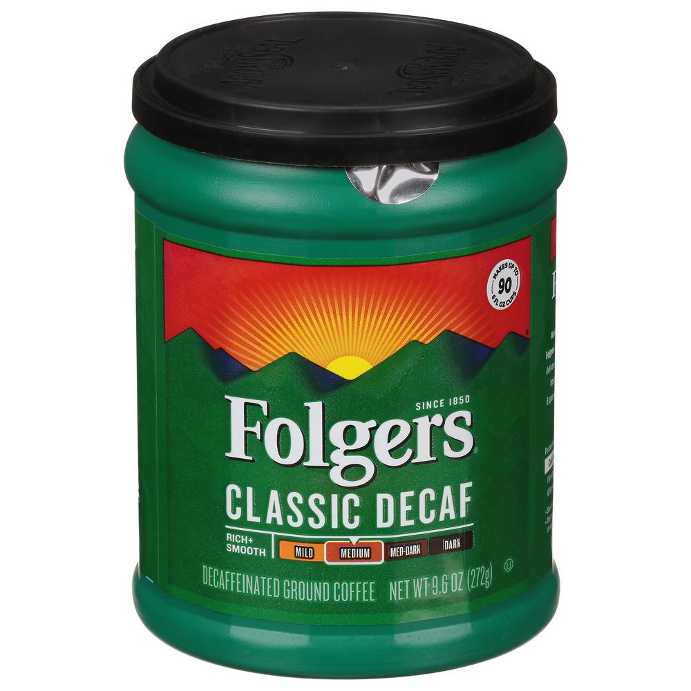 Folgers Decaffeinated Ground Coffee, Medium, (9.6 oz)