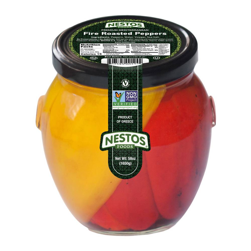 Nestos Foods Premium Mediterranean Fire Roasted Peppers (58 oz)