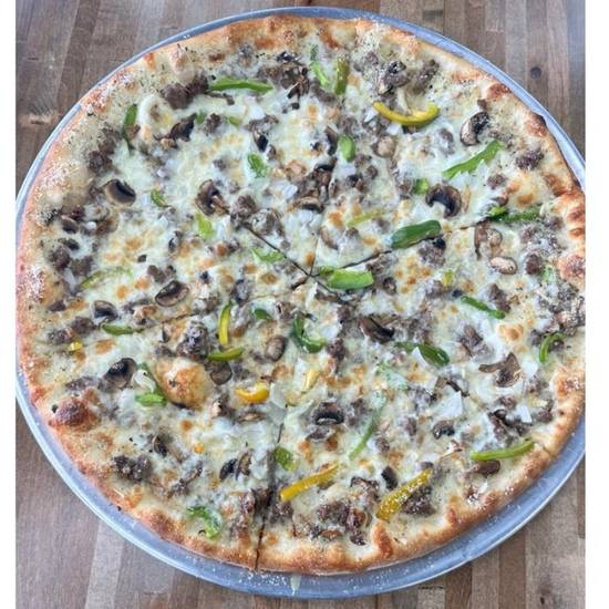 White Philly Steak Deluxe Pizza 18"