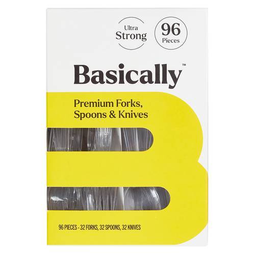Basically Premium Forks Spoons and Knives (96 ct)