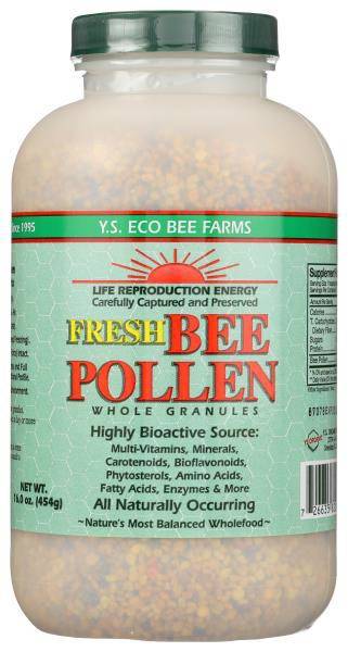 Fresh Bee Pollen Whole Granules Y.S. Eco Bee Farms 16 oz