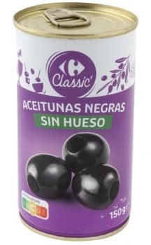 Aceitunas negras cacereñas sin hueso Classic Carrefour 150 g.