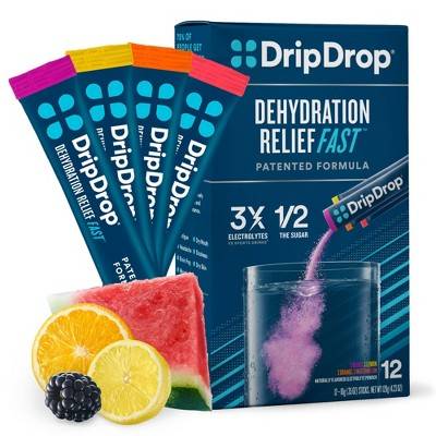 DripDrop Dehydration Vegan Electrolyte Powder Bold Classics Variety pack, Assorted (0.35 oz, 12 ct)