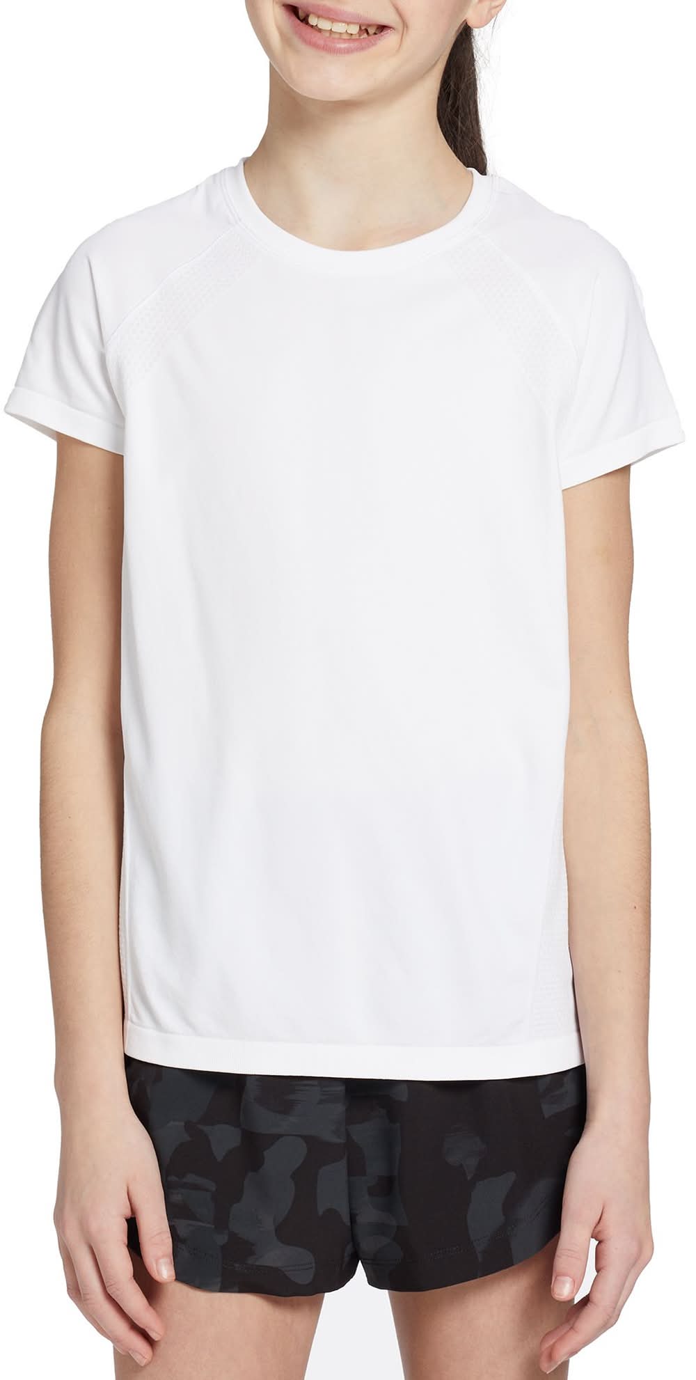 DSG Girls' Movement Seamless Short Sleeve T-Shirt (Pure White, M)