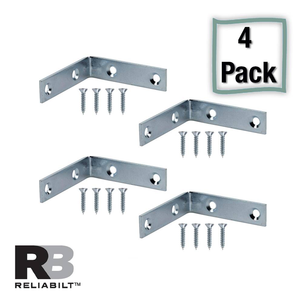 RELIABILT 2.5-in x 0.625-in x 2.5-in Zinc-plated Steel Corner Brace (4-Pack) | 605738