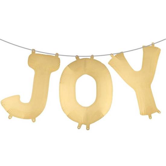 Uninflated Air-Filled Gold Joy Letter Balloons 3pc