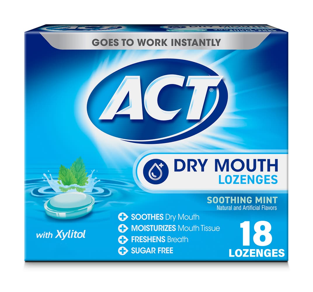 ACT Dry Mouth Soothing Mint Lozenges (3.2 oz, 18 ct)