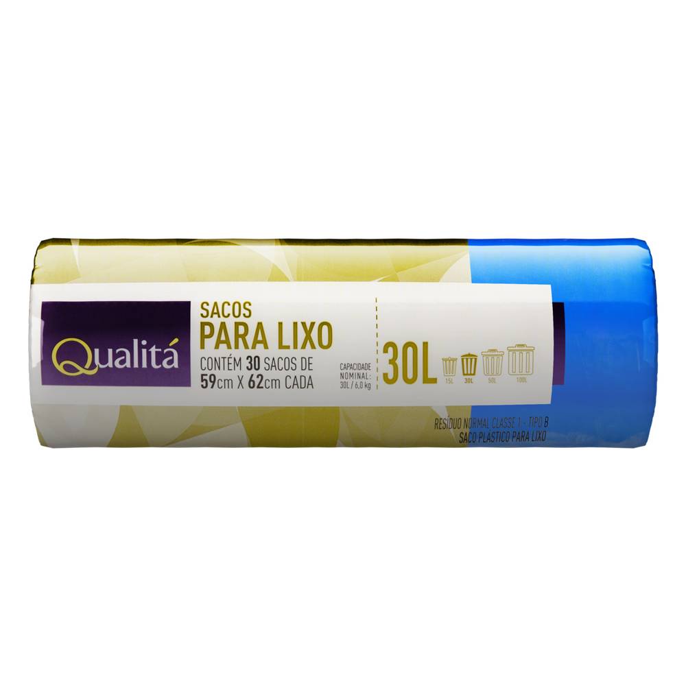 Qualitá · Sacos para lixo antibacteriano 30 l - Azul (30 un)