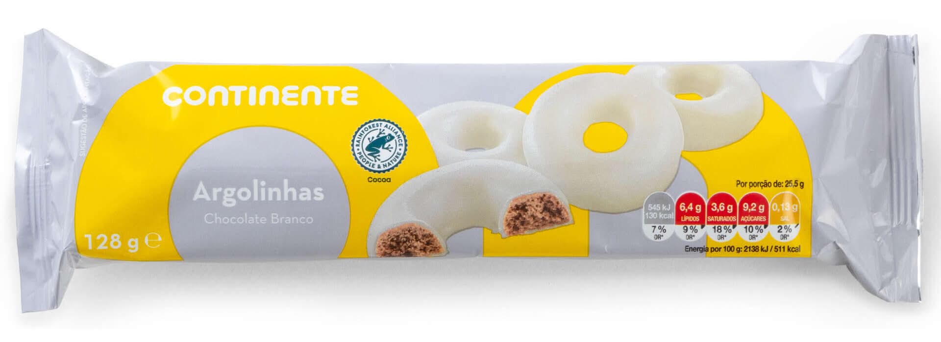 Bolachas Cobertura Chocolate Branco Argolinhas Continente (emb. 128 gr)