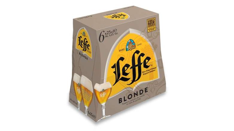 Leffe Bière blonde d abbaye 6,6% vol. Le pack de 6x25cl