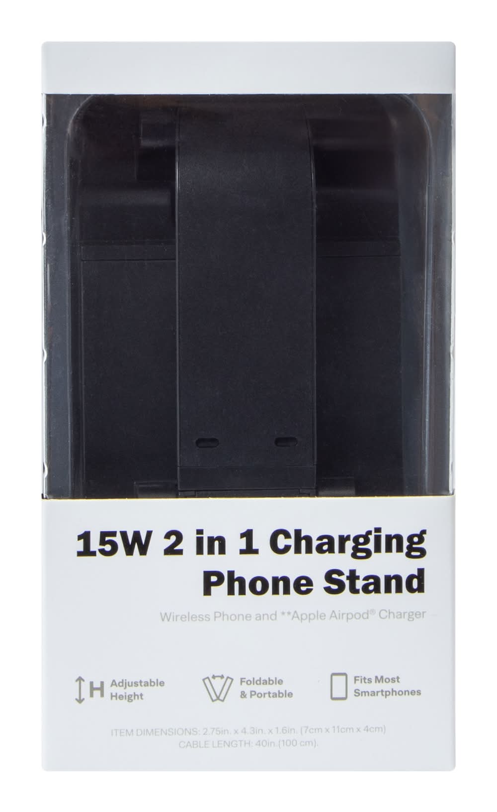 15W 2-In-1 Charging Phone Stand Black