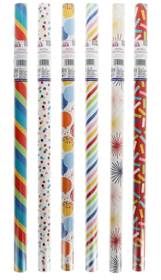 Plusmark All Occasion Wrapping Paper Rolls, 20 ft, Assorted (6 ct)