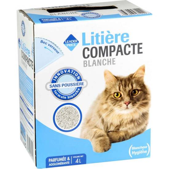 Leader Price Litière Chat Compact Blanche 4L
