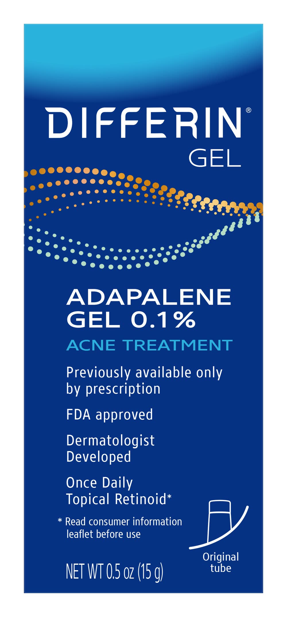 Differin Acne Treatment Adapalene Gel 0.1% (0.5 oz)