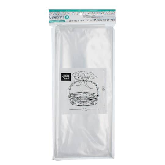 Jumbo Clear Basket Gift Bags By Celebrate It, 12Ct.