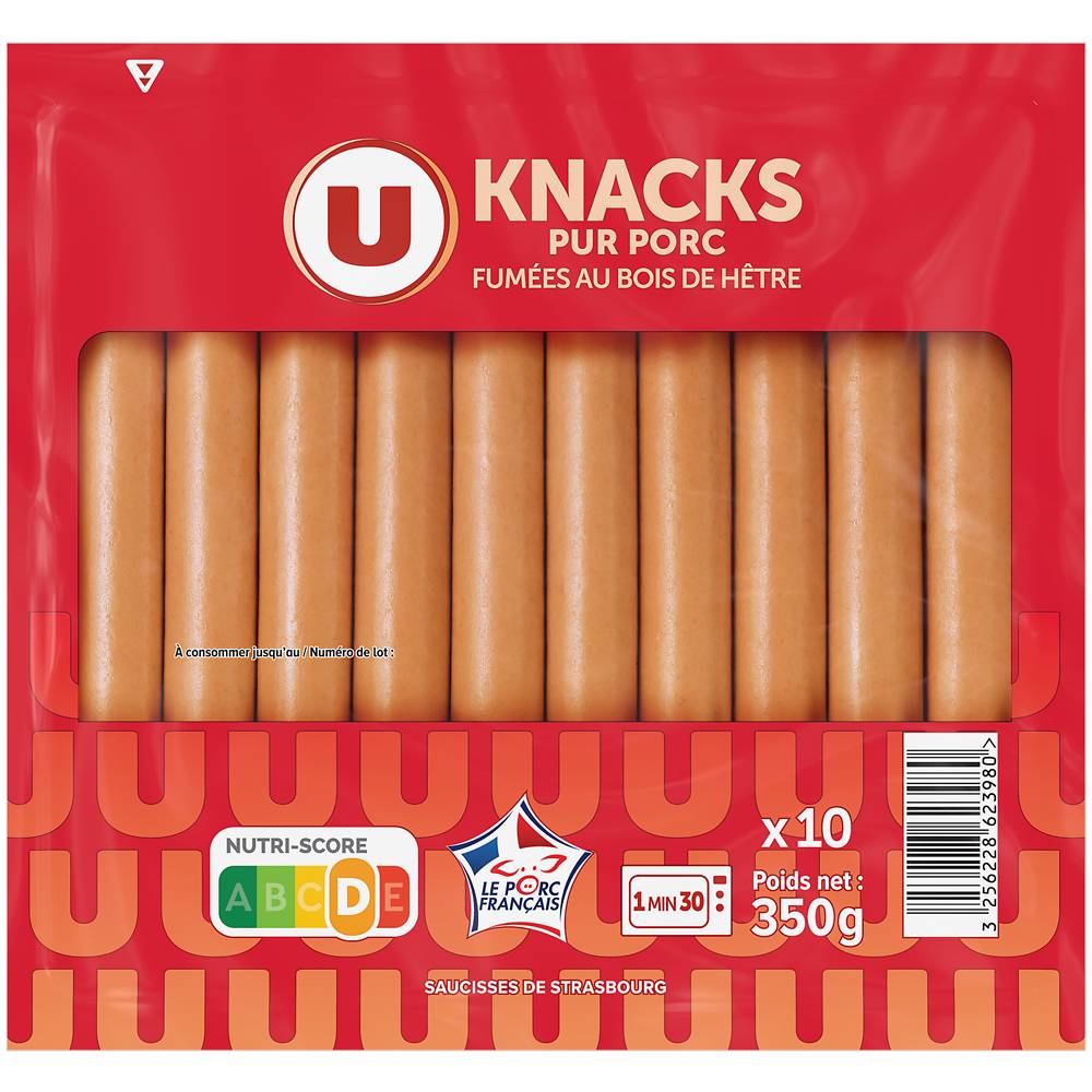 Les Produits U - U - saucisses knacks de Strasbourg (10 pièces)