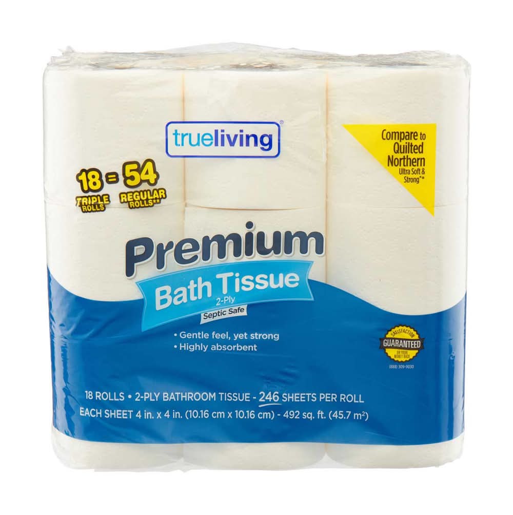 True Living Premium Bath Tissue 2-Ply Triple Rolls 18 Ct