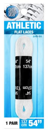 Shoe Gear Flat Athletic Shoe Laces, 54 in, White
