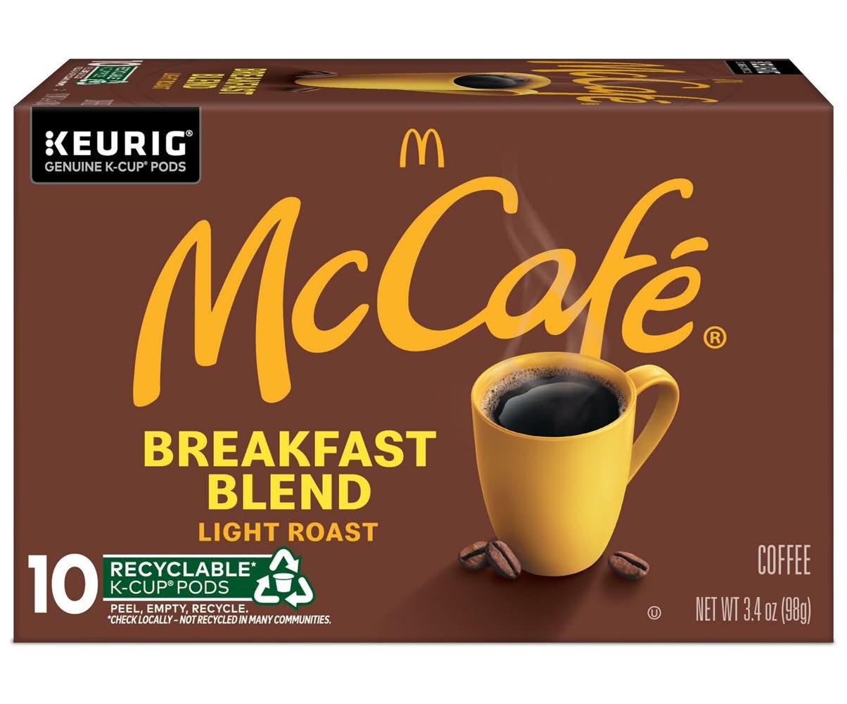 Mccafe Breakfast Blend Light Roast K-Cup Pods, 10 Ct