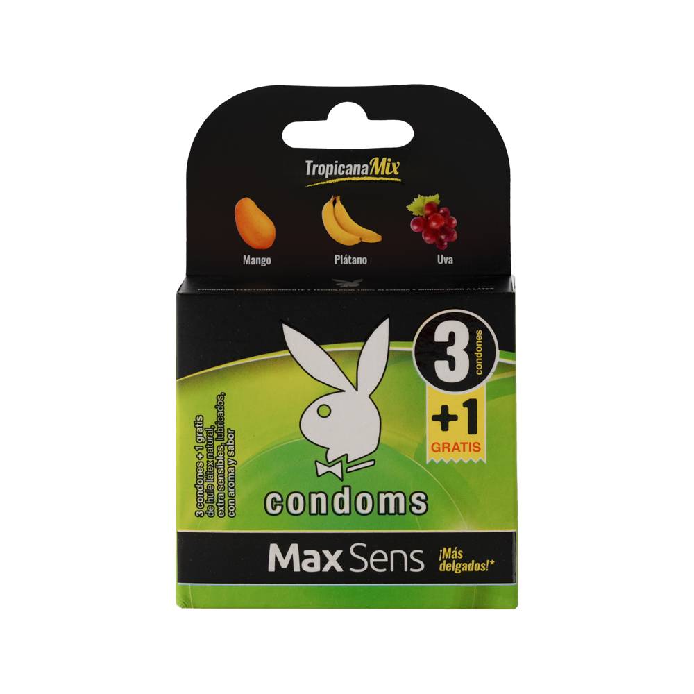 Playboy condones max sens tropicana (sobre 4 piezas)