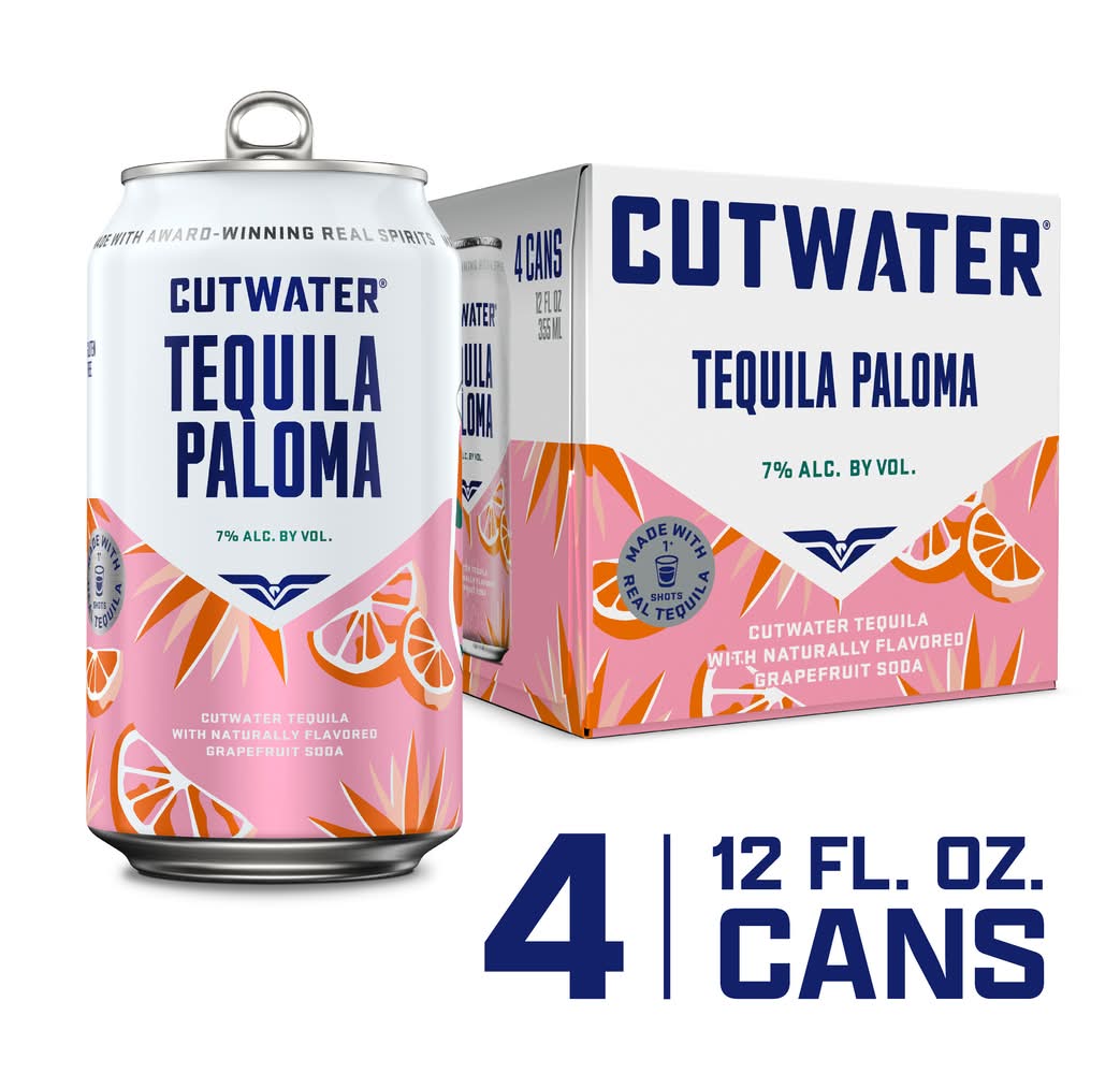Cutwater Spirits Tequila Paloma Cocktail, Grapefruit (4 x 12 fl oz)