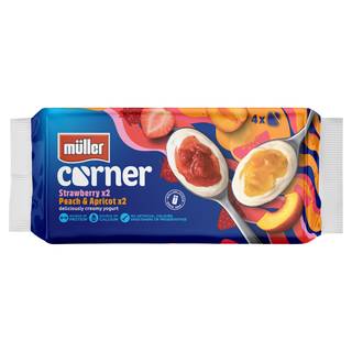 Müller Corner Strawberry and Peach & Apricot Yogurts 4 x 136g (544g)