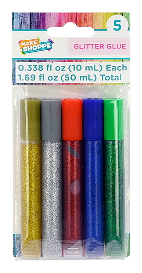 Make Shoppe Glitter Glue Set, Assorted (5 x 0.33 fl oz)