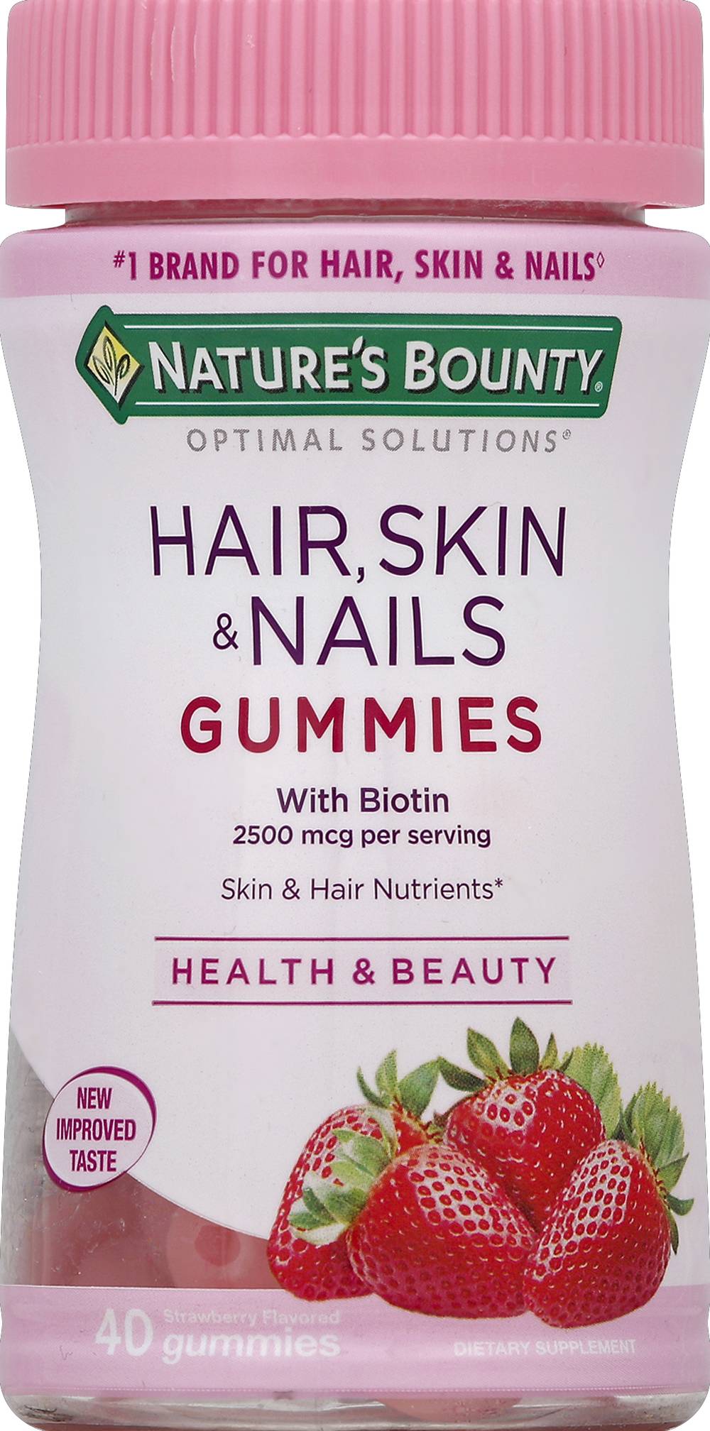 Nature's Bounty Hair Skin & Nails Gummies Strawberry Flavored