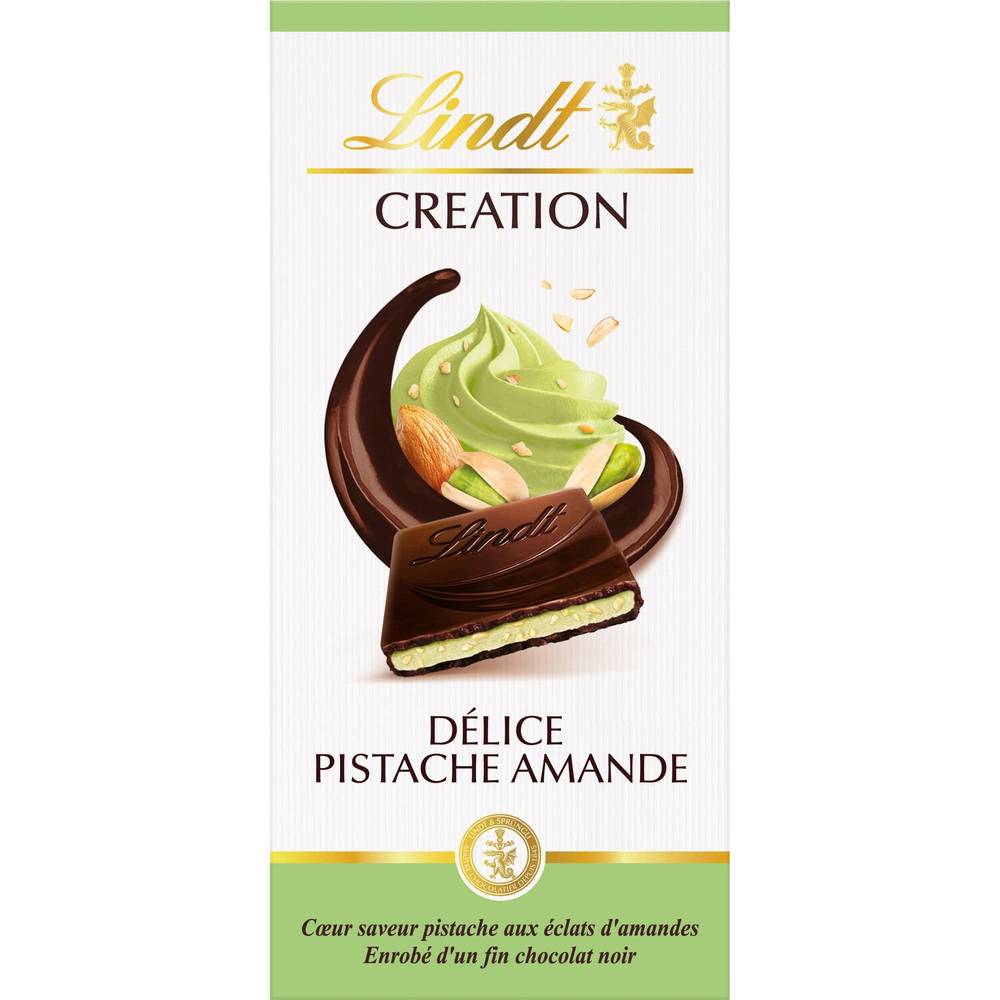 Lindt - Chocolat noir pistache amande création délice lindt tablette