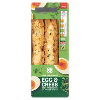 Co-op Egg & Cress with Mayonnaise on Malted Bread