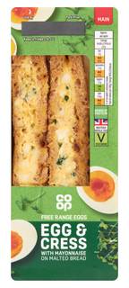 Co-op Egg & Cress with Mayonnaise on Malted Bread