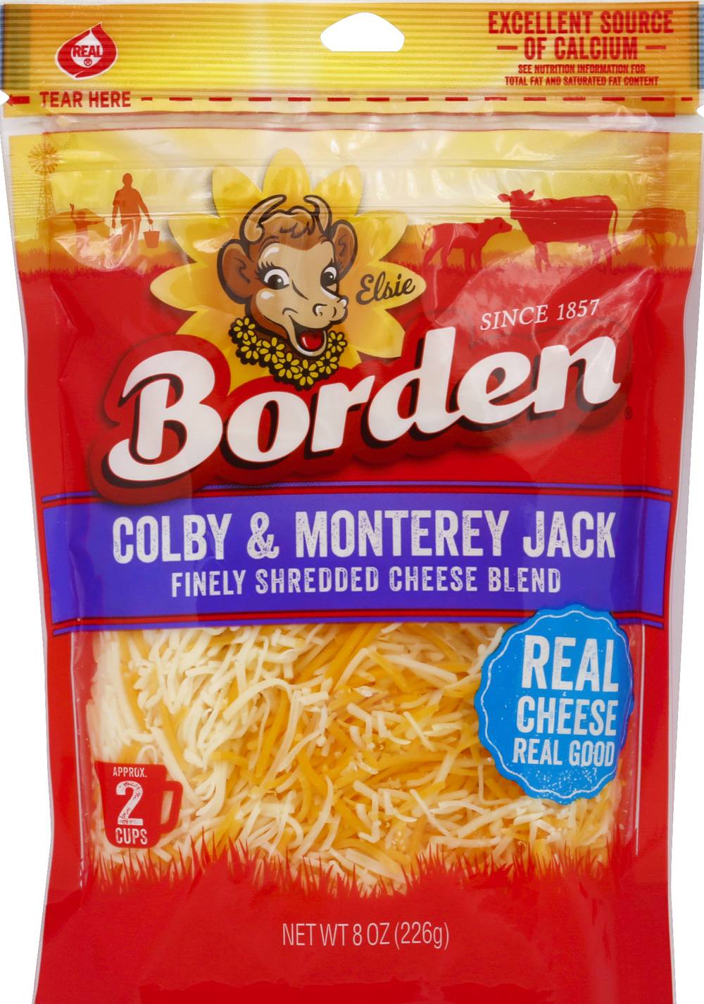 Borden Colby & Monterey Jack Shredded Cheese Blend (8 oz)