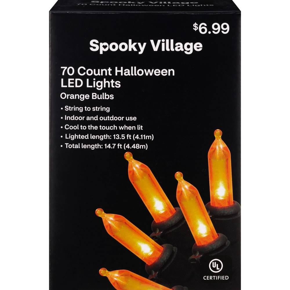 Spooky Village Halloween Lights Set, Orange, 70 Ct