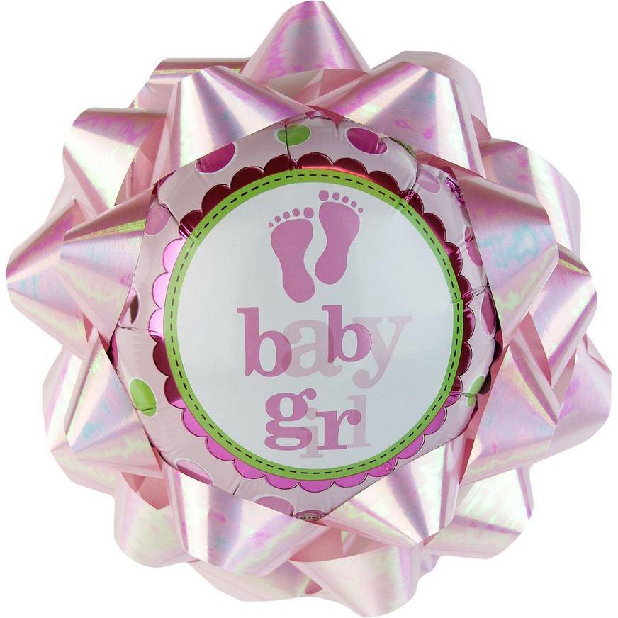 Party City Uninflated Baby Girl Balloon Gift Bow (female/multi)