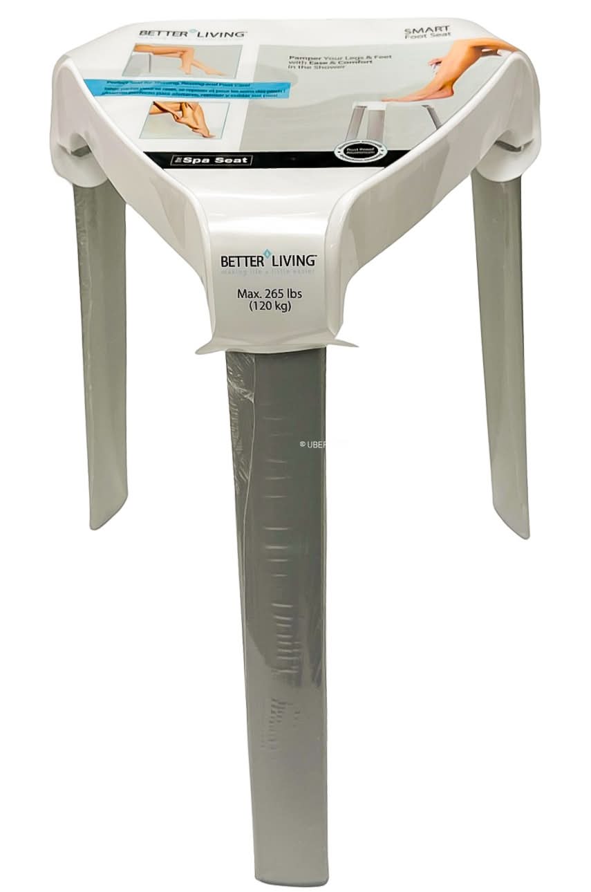 Smart Foot Seat White - Better Living Products: Aluminum & Plastic, Non-Slip, Easy Clean, 265lb Capacity