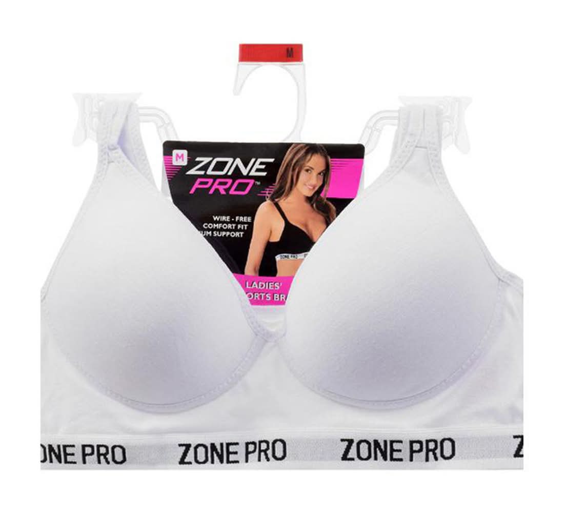 Zone Pro Wire Free Sports Bra, Women, M, White