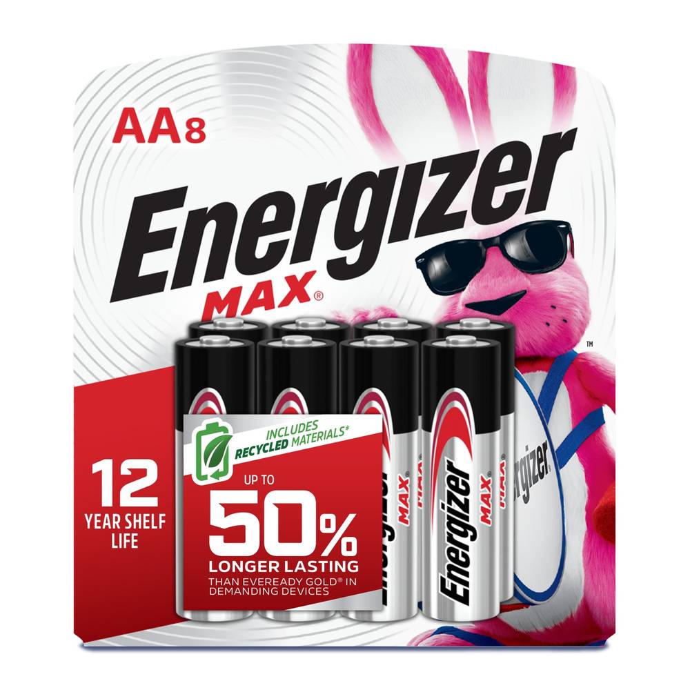 Energizer Max Alkaline AA Batteries, Double A Batteries (8-Pack) | E91MP-8