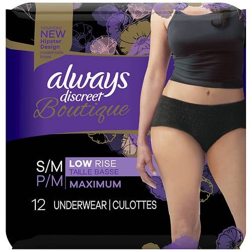 Always Discreet Boutique Boutique Incontinence Underwear Low-Rise for Women, Maximum Absorbency S/M - 12.0 ea