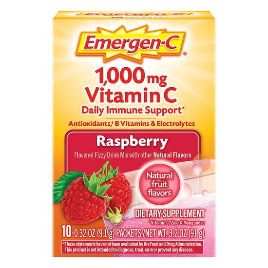 Emergen-C Vitamin C 1000 mg Raspberry Fizzy Drink Mix (10 ct)