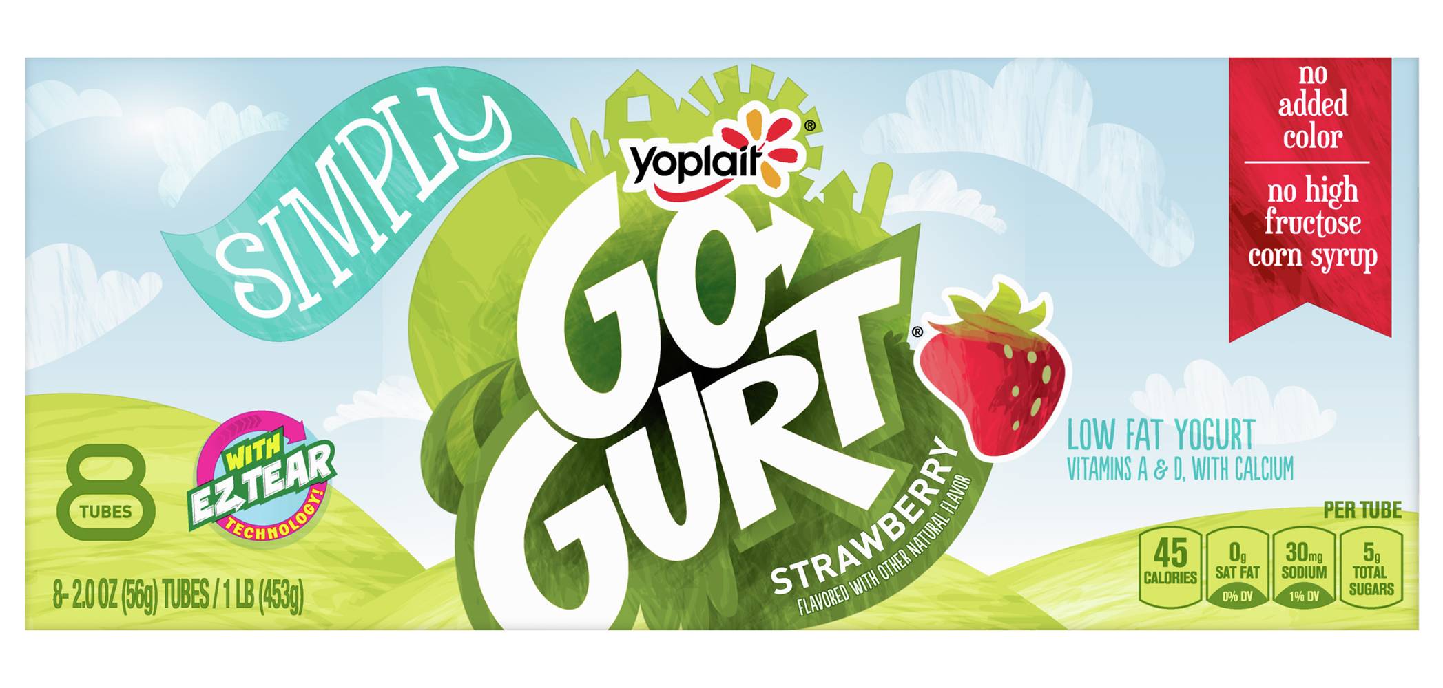 Yoplait Go Gurt Simply Yogurt Tubes, Strawberry (16 oz, 8 ct)