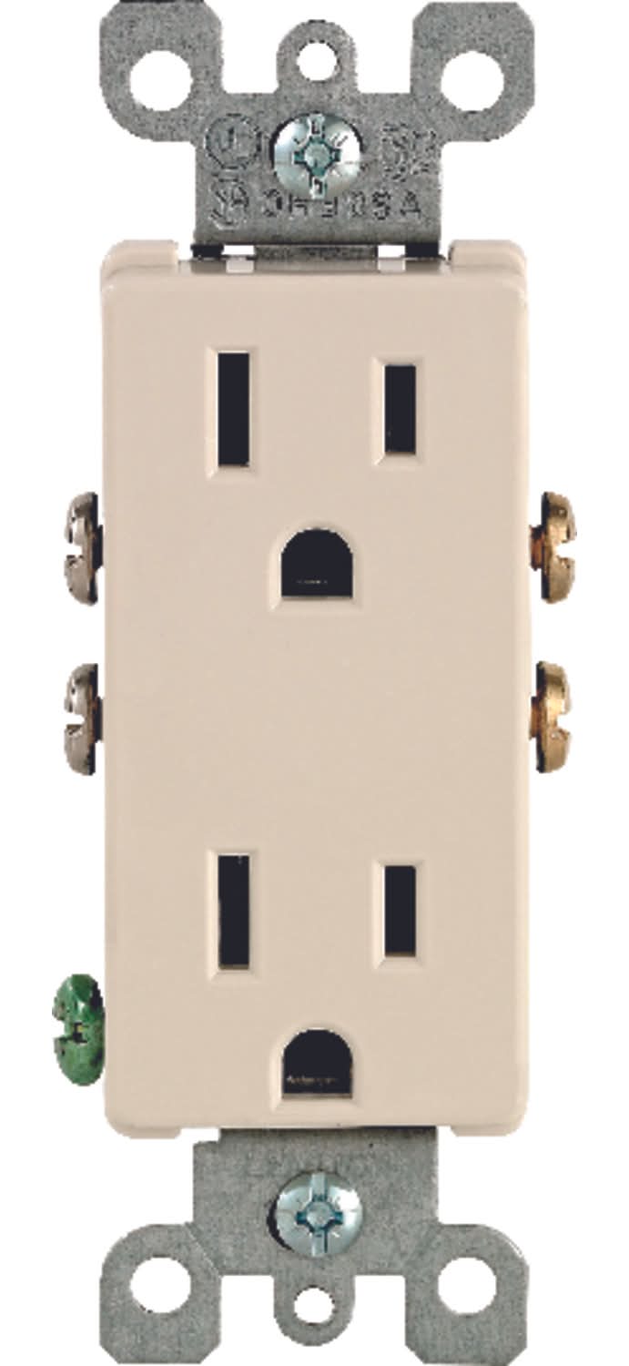 Leviton Decora 15 Amps 125 V Duplex Light Almond Outlet 5-15R 1 Pk