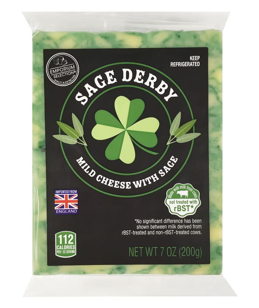 Emporium Selection English Mild Cheese, Sage Derby (7 oz)