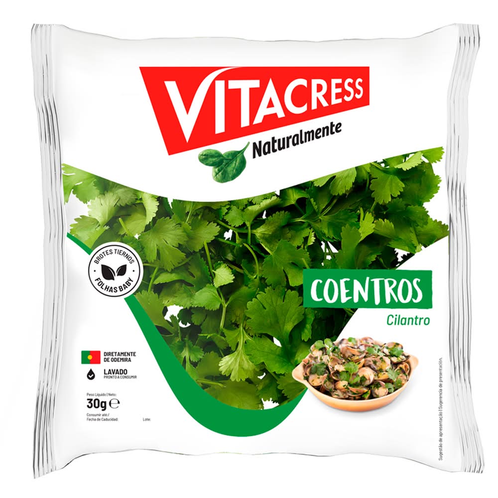 Vitacress - Coentros lavados, embalagem de 30 g