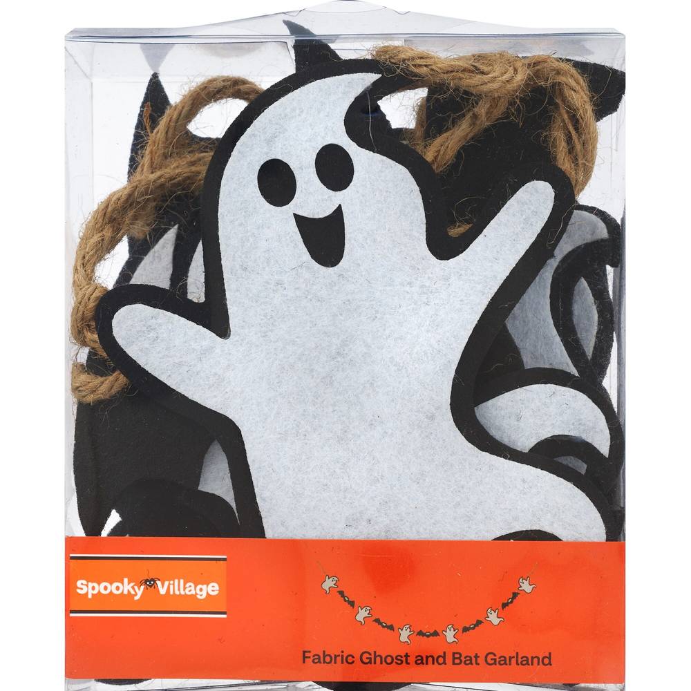 Spooky Village Fabric Ghost and Bat Garland