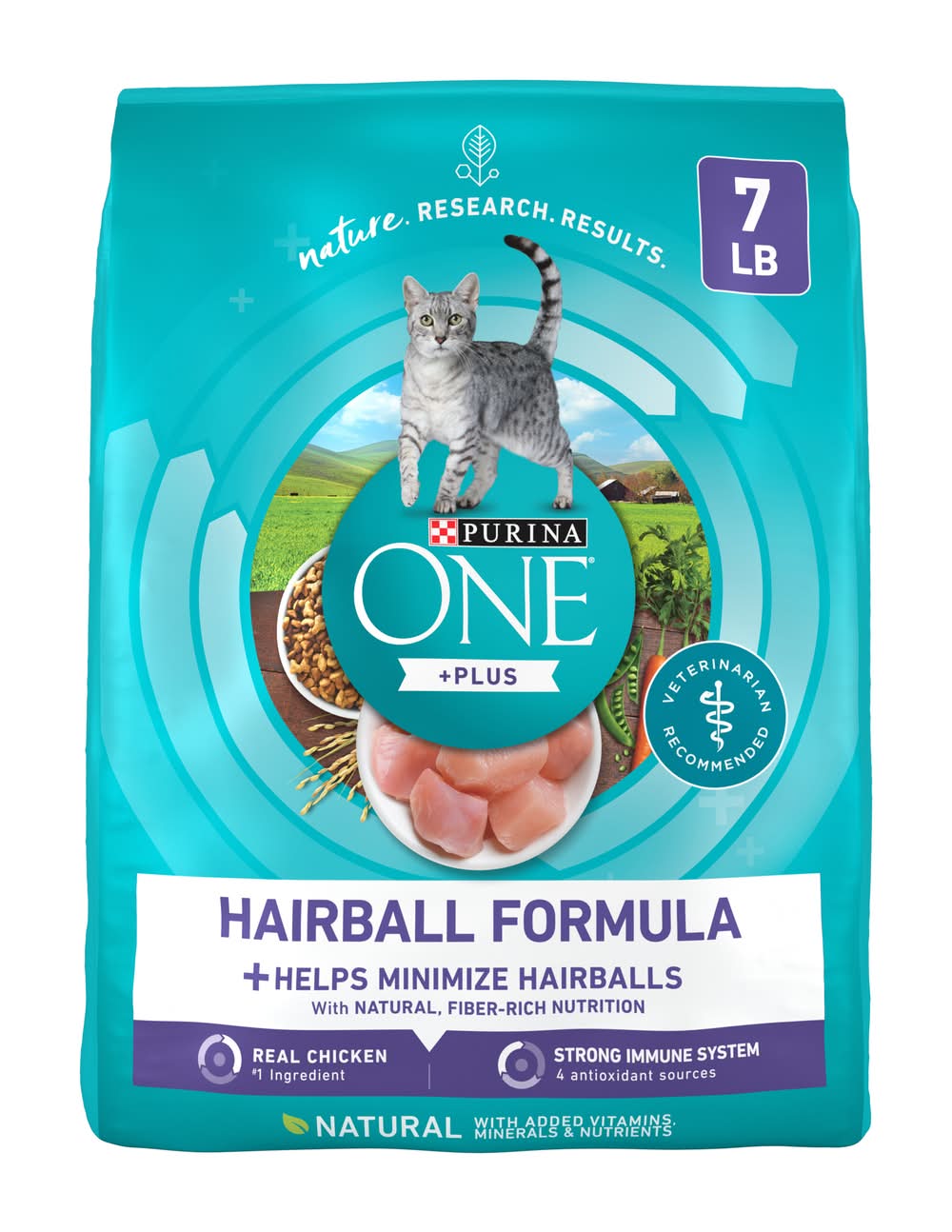 Purina One Plus Hairball Formula With Real Chicken Cat Food (7 lbs)