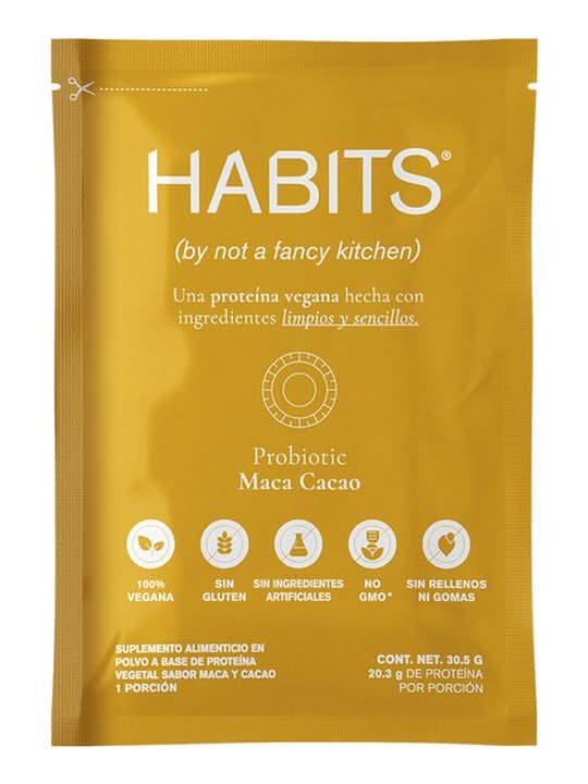 Habits · Suplemento alimenticio de proteína vegetal en polvo en sobre, maca-cacao (30,5 g)