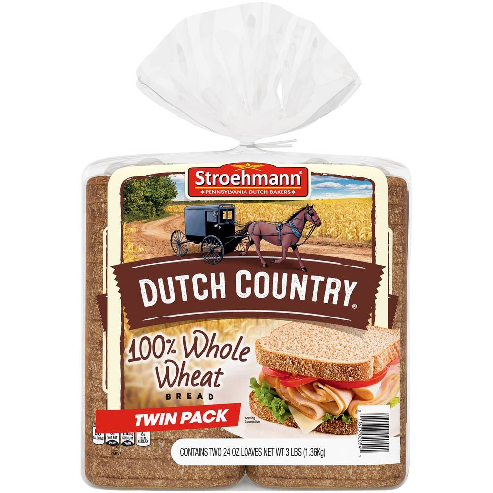 Stroehmann Dutch Country Whole Wheat Bread, 24 oz, 2 count