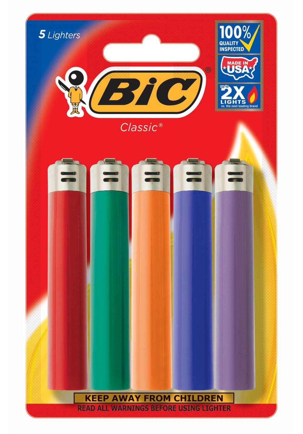 Bic Classic Butane Lighter 5 Pk