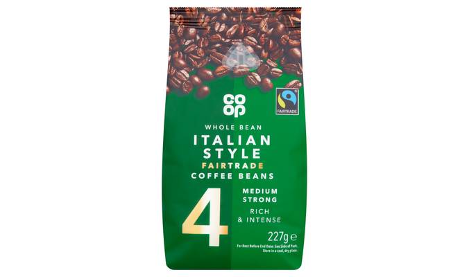Co-op Fairtrade Whole Bean Italian Style Coffee Beans 227g