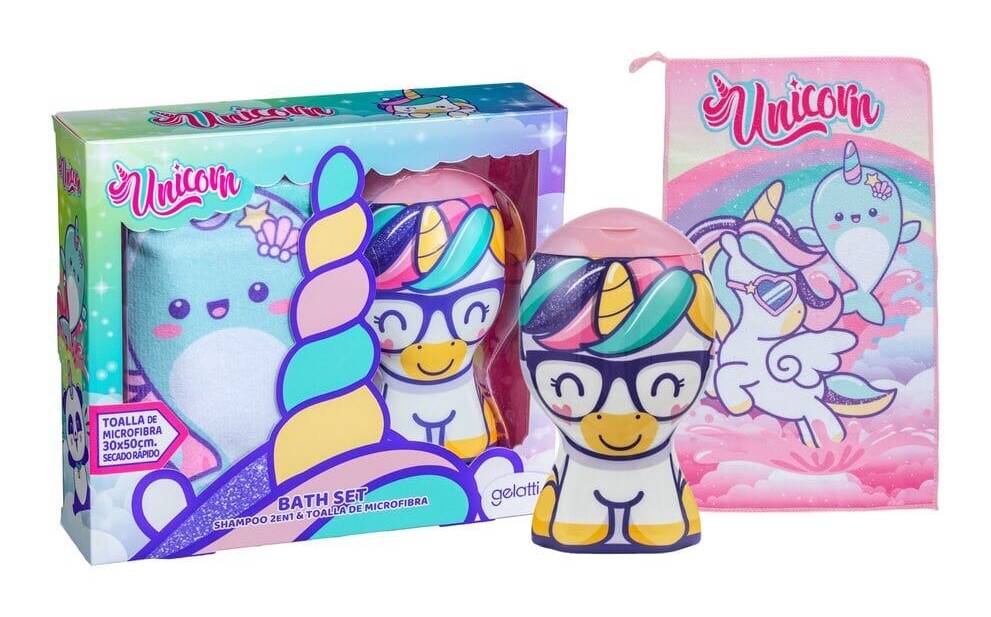 Set De Baño Shampoo + Toalla Unicornio